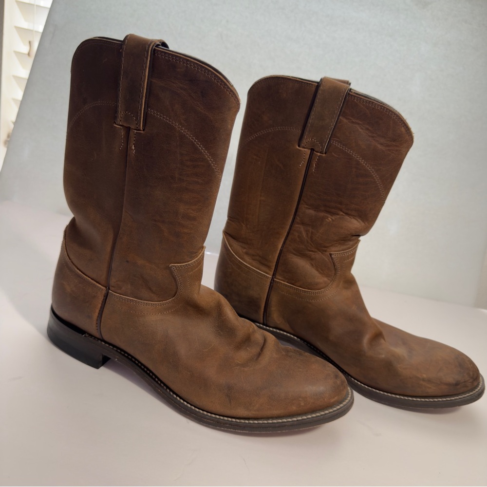 Justin Boots Mens 8 1/2 or Women’s 10 1/2 Brown Leather Western #cowboyboots